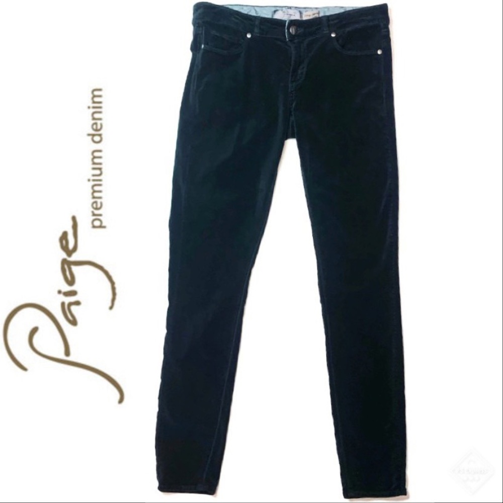 Paige Verdugo Ultra Skinny Velvet Pants Blk Sz 28